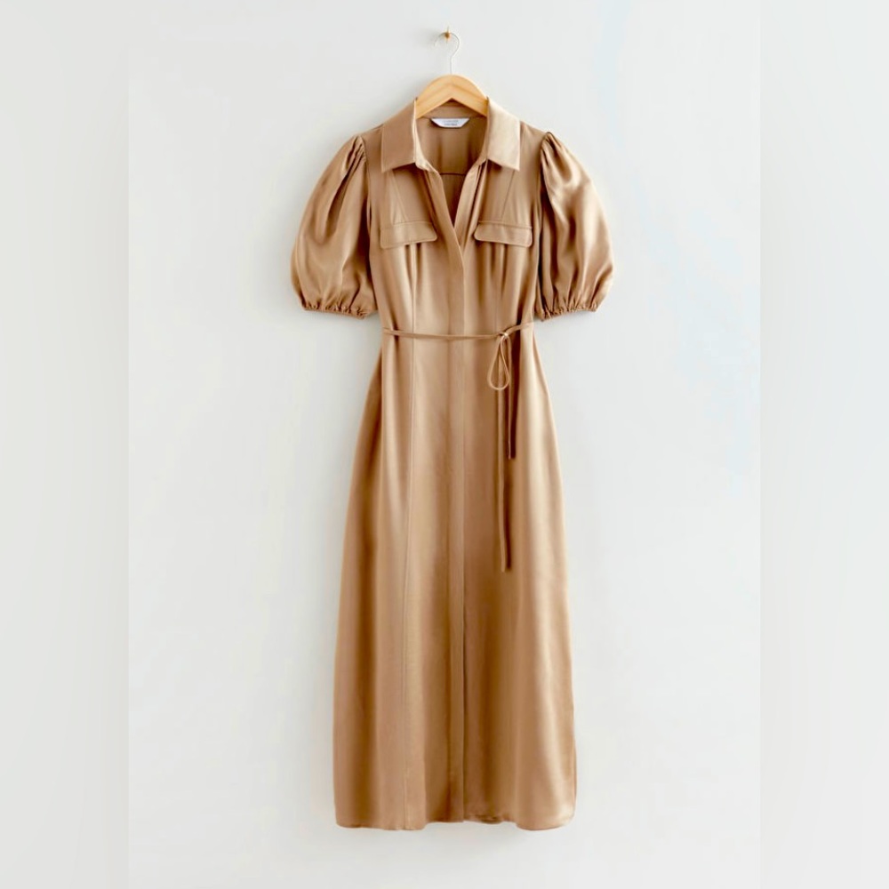 & Other Stories Beige Midi Dress